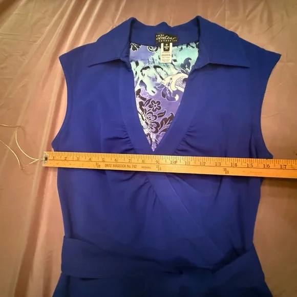 Cache Royal Blue Cap sleeve V-neck Belted Dress Size 12/Large - Picture 6 of 10